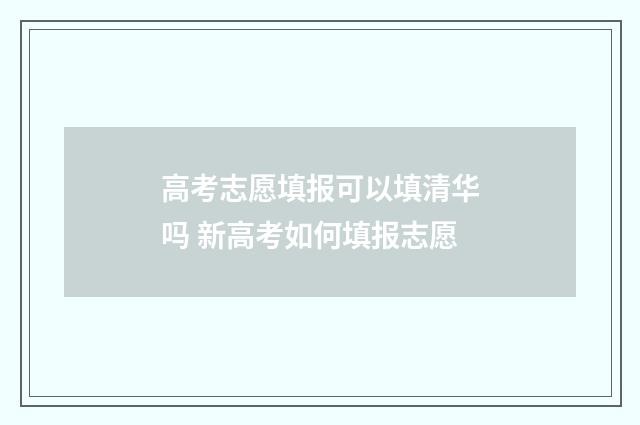 高考志愿填报可以填清华吗 新高考如何填报志愿