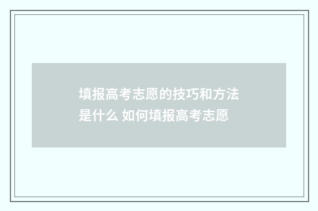 填报高考志愿的技巧和方法是什么 如何填报高考志愿