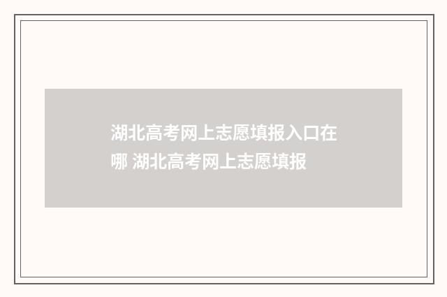 湖北高考网上志愿填报入口在哪 湖北高考网上志愿填报