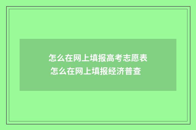 怎么在网上填报高考志愿表 怎么在网上填报经济普查