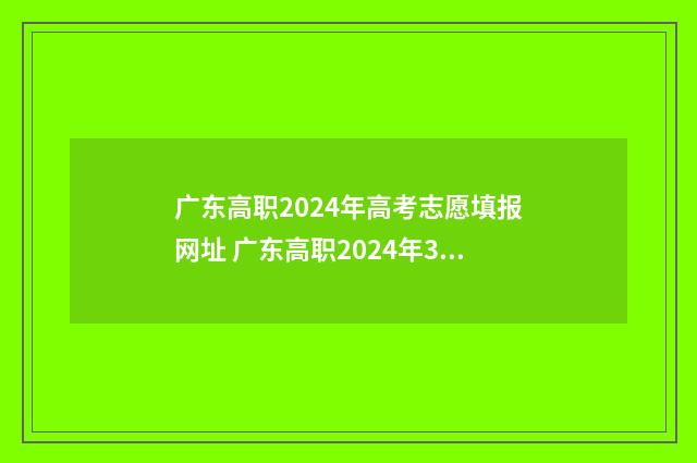 广东高职2024年高考志愿填报网址 广东高职2024年3+2取消了吗