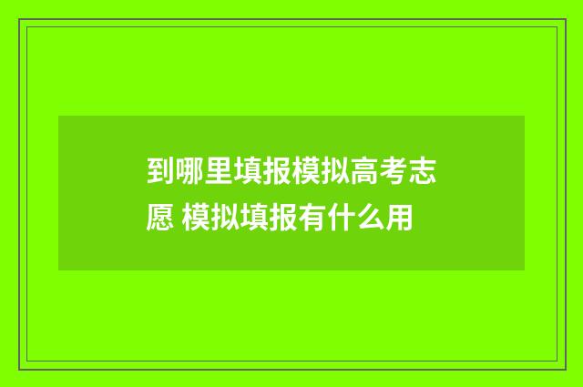 到哪里填报模拟高考志愿 模拟填报有什么用