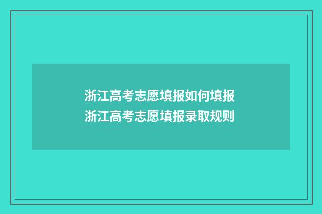 浙江高考志愿填报如何填报 浙江高考志愿填报录取规则