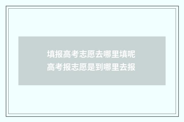 填报高考志愿去哪里填呢 高考报志愿是到哪里去报
