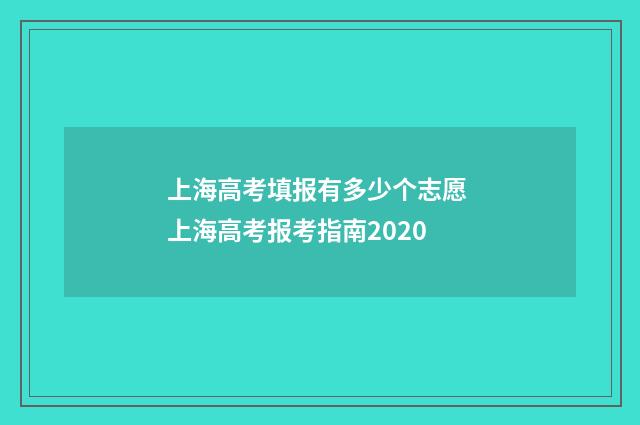 上海高考填报有多少个志愿 上海高考报考指南2020