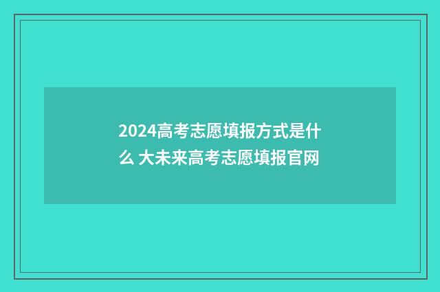 2024高考志愿填报方式是什么 大未来高考志愿填报官网