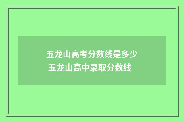 五龙山高考分数线是多少 五龙山高中录取分数线