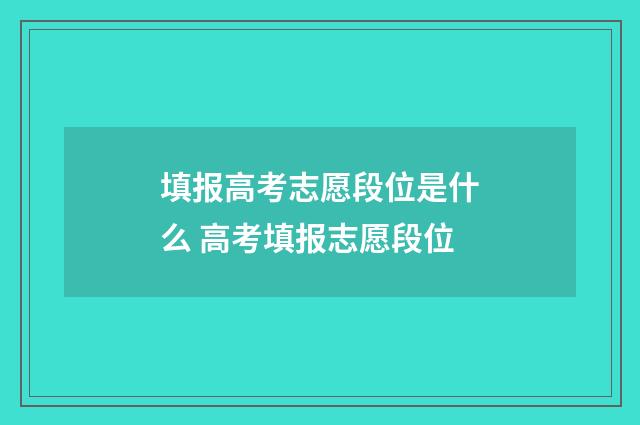 填报高考志愿段位是什么 高考填报志愿段位