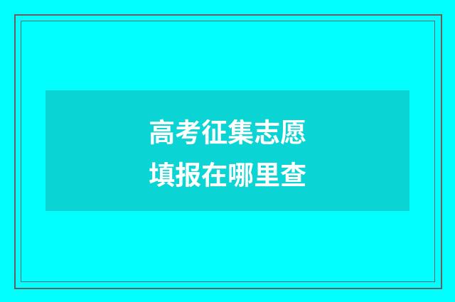 高考征集志愿填报在哪里查