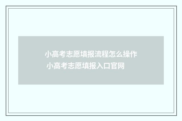 小高考志愿填报流程怎么操作 小高考志愿填报入口官网
