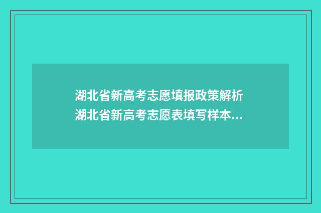 湖北省新高考志愿填报政策解析 湖北省新高考志愿表填写样本图片