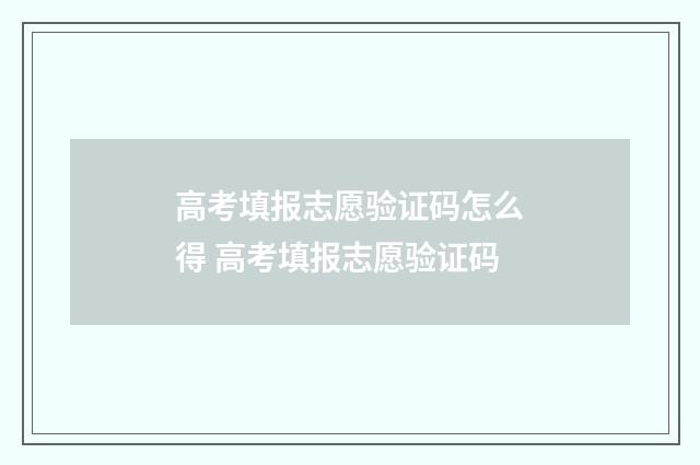高考填报志愿验证码怎么得 高考填报志愿验证码
