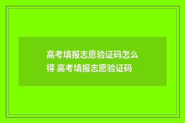 高考填报志愿验证码怎么得 高考填报志愿验证码