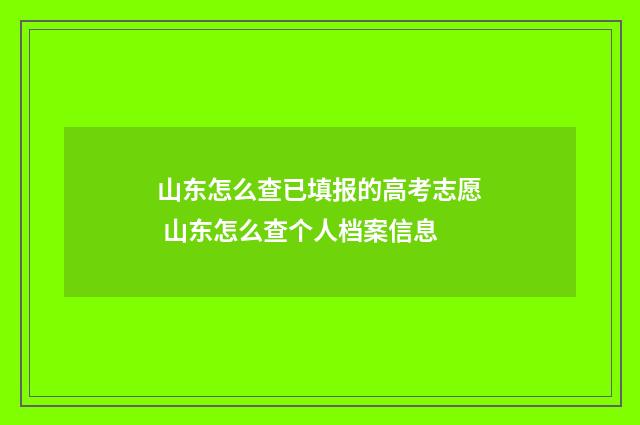 山东怎么查已填报的高考志愿 山东怎么查个人档案信息