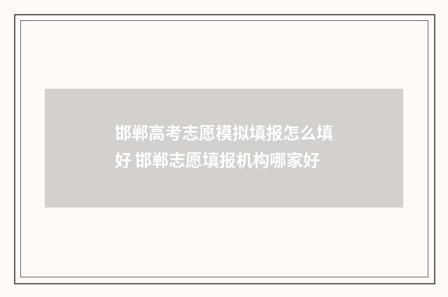 邯郸高考志愿模拟填报怎么填好 邯郸志愿填报机构哪家好
