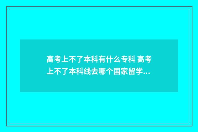 高考上不了本科有什么专科 高考上不了本科线去哪个国家留学好