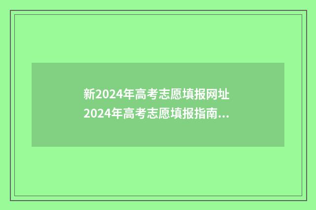 新2024年高考志愿填报网址 2024年高考志愿填报指南电子版