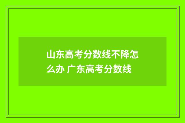 山东高考分数线不降怎么办 广东高考分数线