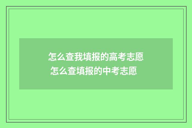 怎么查我填报的高考志愿 怎么查填报的中考志愿