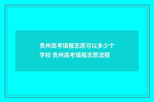 贵州高考填报志愿可以多少个学校 贵州高考填报志愿流程