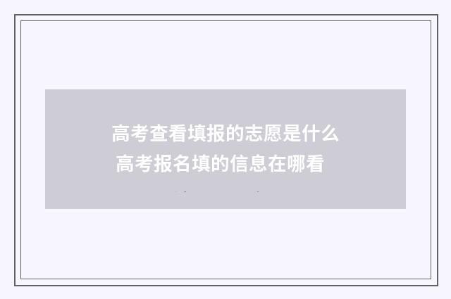 高考查看填报的志愿是什么 高考报名填的信息在哪看