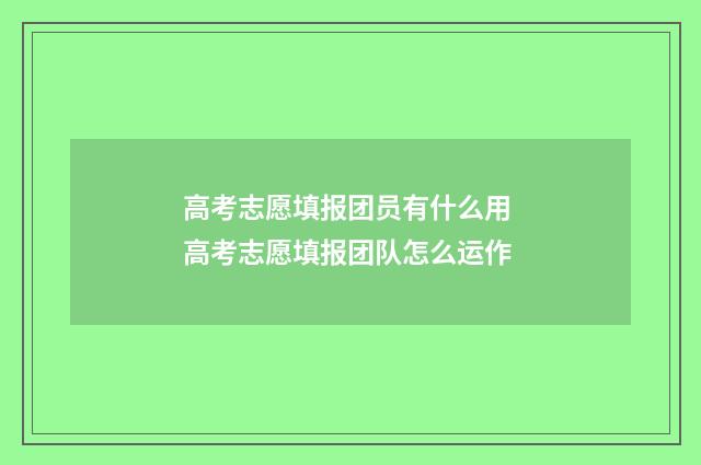高考志愿填报团员有什么用 高考志愿填报团队怎么运作