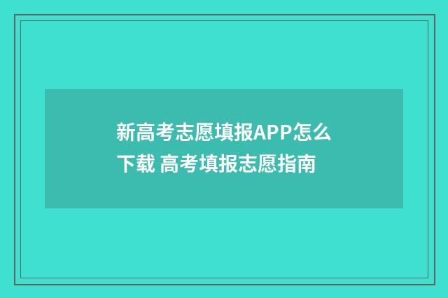 新高考志愿填报APP怎么下载 高考填报志愿指南