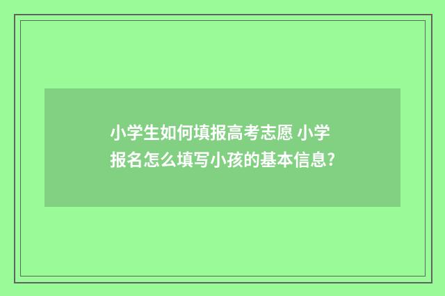 小学生如何填报高考志愿 小学报名怎么填写小孩的基本信息?