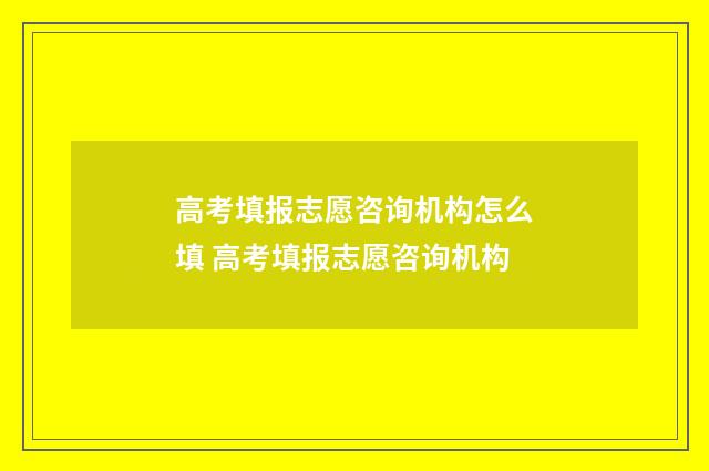 高考填报志愿咨询机构怎么填 高考填报志愿咨询机构