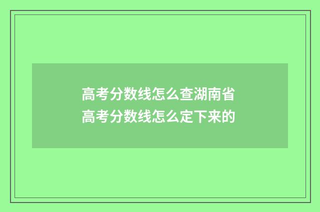 高考分数线怎么查湖南省 高考分数线怎么定下来的