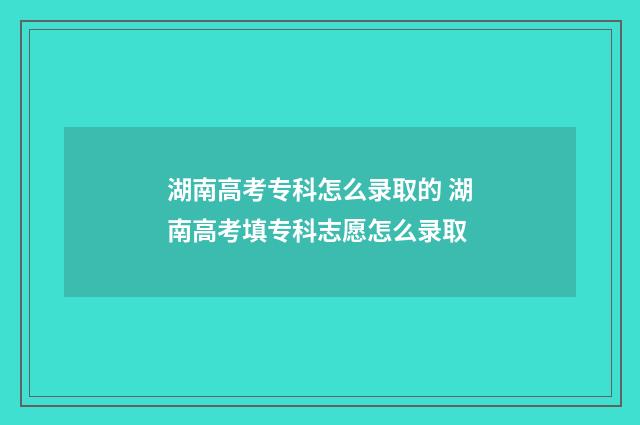 湖南高考专科怎么录取的 湖南高考填专科志愿怎么录取