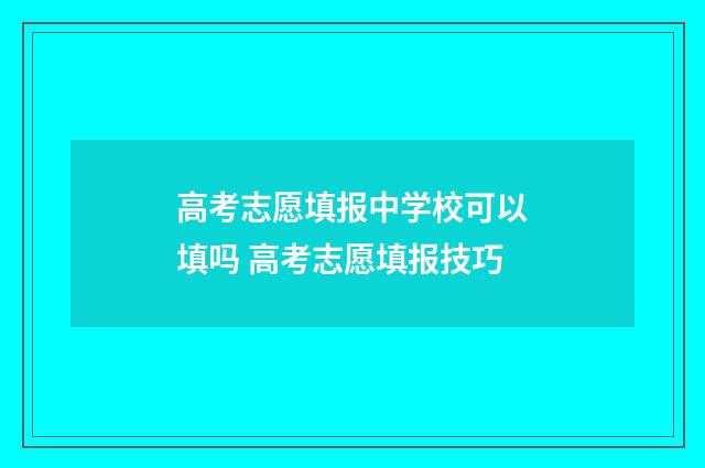 高考志愿填报中学校可以填吗 高考志愿填报技巧