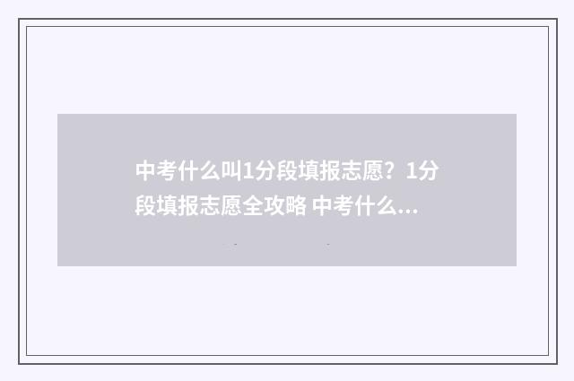 中考什么叫1分段填报志愿？1分段填报志愿全攻略 中考什么叫一分一段