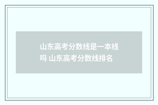 山东高考分数线是一本线吗 山东高考分数线排名