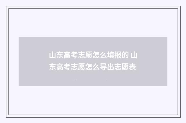 山东高考志愿怎么填报的 山东高考志愿怎么导出志愿表