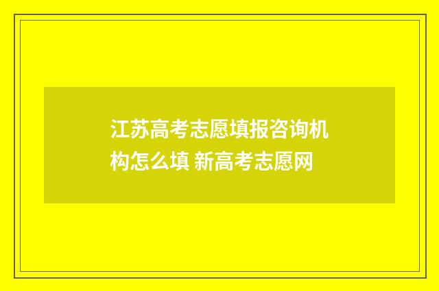江苏高考志愿填报咨询机构怎么填 新高考志愿网