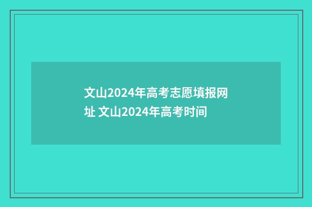 文山2024年高考志愿填报网址 文山2024年高考时间