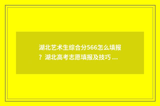 湖北艺术生综合分566怎么填报？湖北高考志愿填报及技巧 湖北艺术生综合分572可以上什么学院