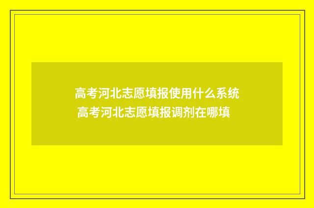 高考河北志愿填报使用什么系统 高考河北志愿填报调剂在哪填