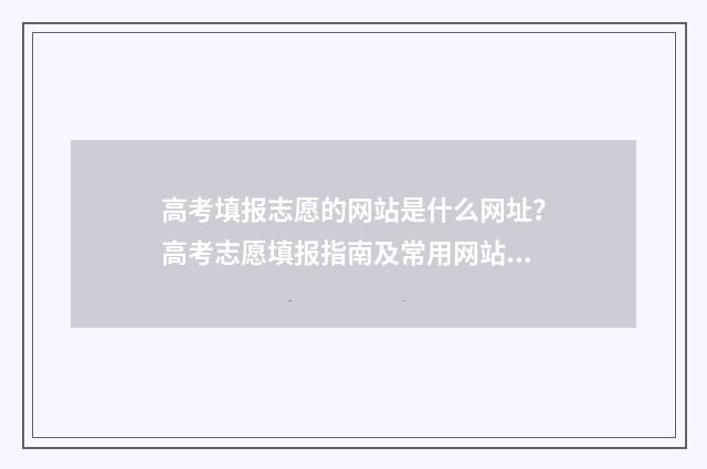 高考填报志愿的网站是什么网址？高考志愿填报指南及常用网站推荐 高考填报志愿的网站
