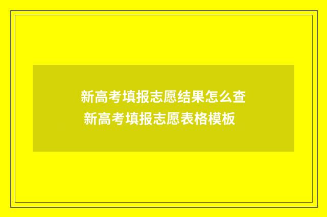 新高考填报志愿结果怎么查 新高考填报志愿表格模板