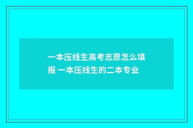 一本压线生高考志愿怎么填报 一本压线生的二本专业