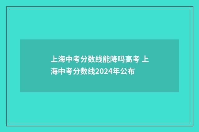上海中考分数线能降吗高考 上海中考分数线2024年公布