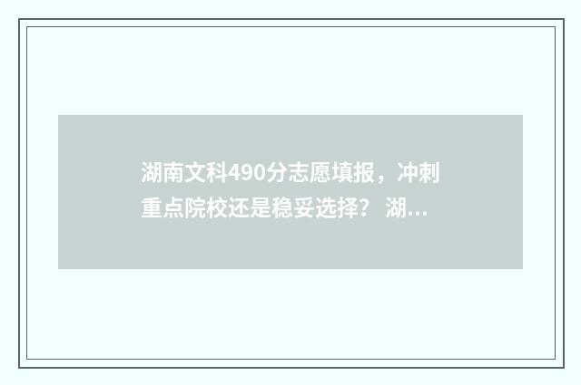 湖南文科490分志愿填报，冲刺重点院校还是稳妥选择？ 湖南省文科440分学校