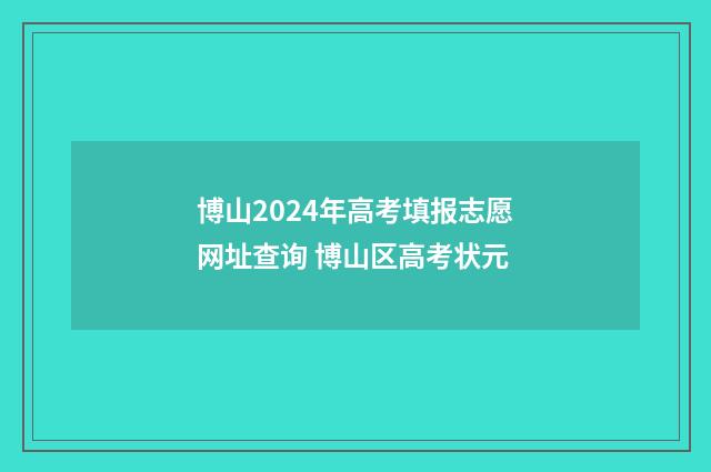 博山2024年高考填报志愿网址查询 博山区高考状元