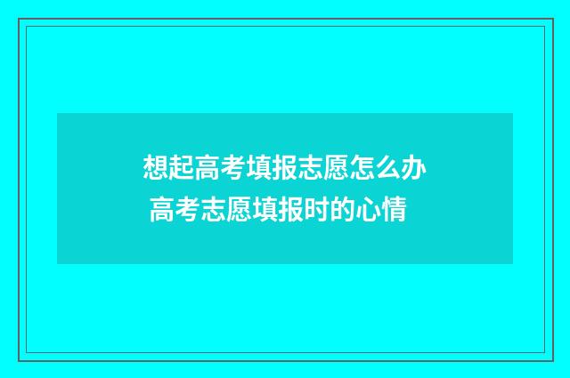 想起高考填报志愿怎么办 高考志愿填报时的心情