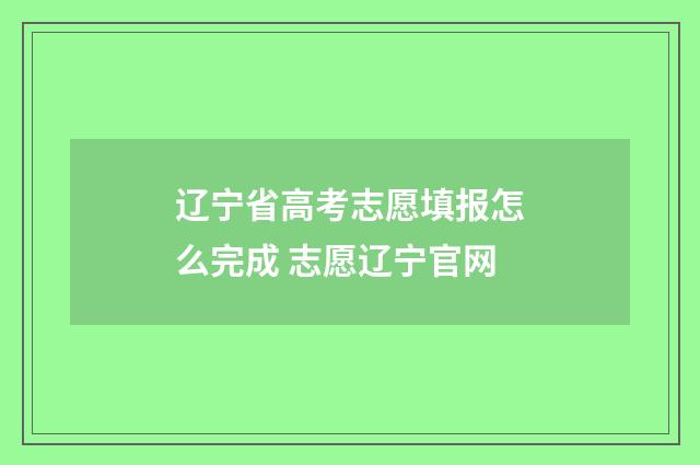 辽宁省高考志愿填报怎么完成 志愿辽宁官网