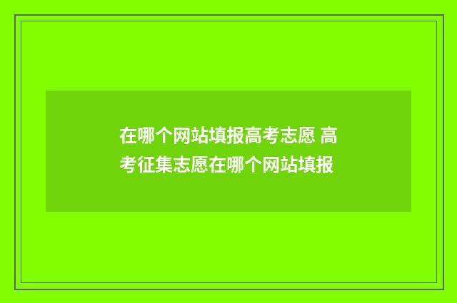 在哪个网站填报高考志愿 高考征集志愿在哪个网站填报