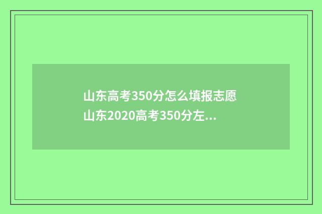 山东高考350分怎么填报志愿 山东2020高考350分左右能上什么样的大学