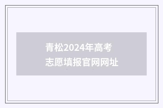 青松2024年高考志愿填报官网网址